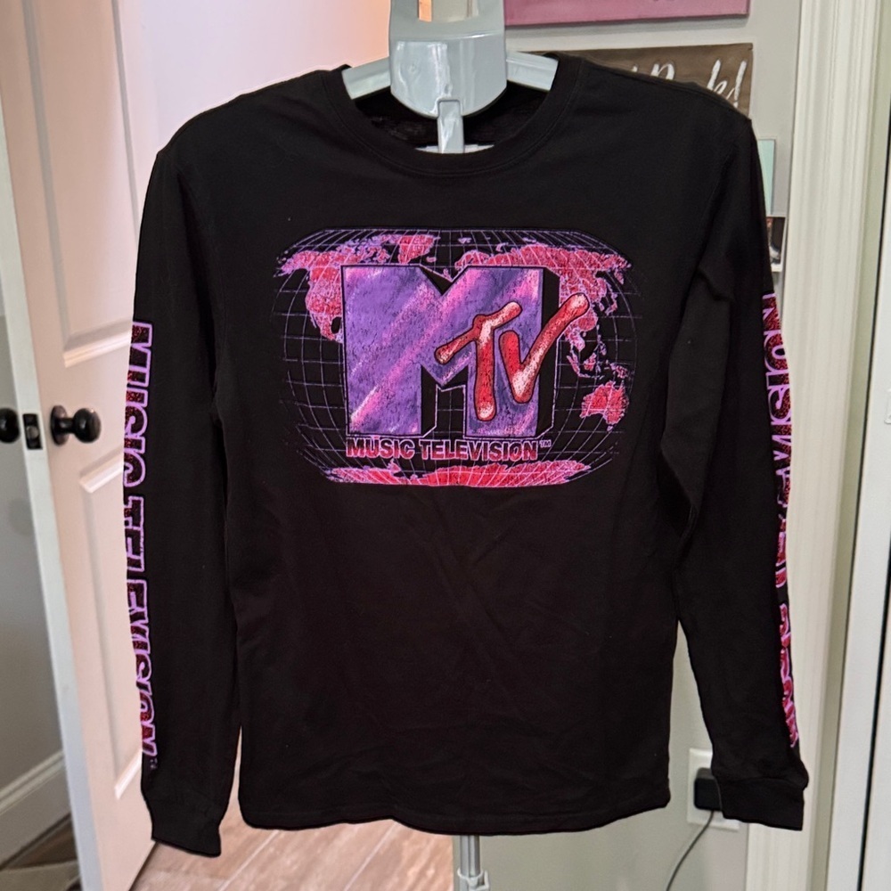 MTV Black and Purple Long Sleeve Tee